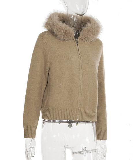 Cozy Chic Faux Fur Hooded Zip-Up Cardigan – Your Essential Fall & Winter Comfort Layer