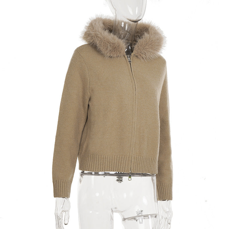 Cozy Chic Faux Fur Hooded Zip-Up Cardigan – Your Essential Fall & Winter Comfort Layer