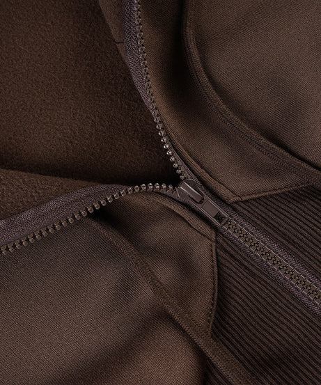 The 'It' Hoodie for Fall/Winter: Women's Cropped Corset Zip-Up in Rich Dark Brown | Comfort Meets Chic