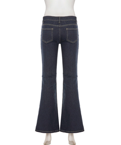 Women's Flattering Mid-Rise Dark Wash Flare Jeans – Fall & Holiday Essential