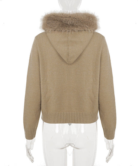 Cozy Chic Faux Fur Hooded Zip-Up Cardigan – Your Essential Fall & Winter Comfort Layer