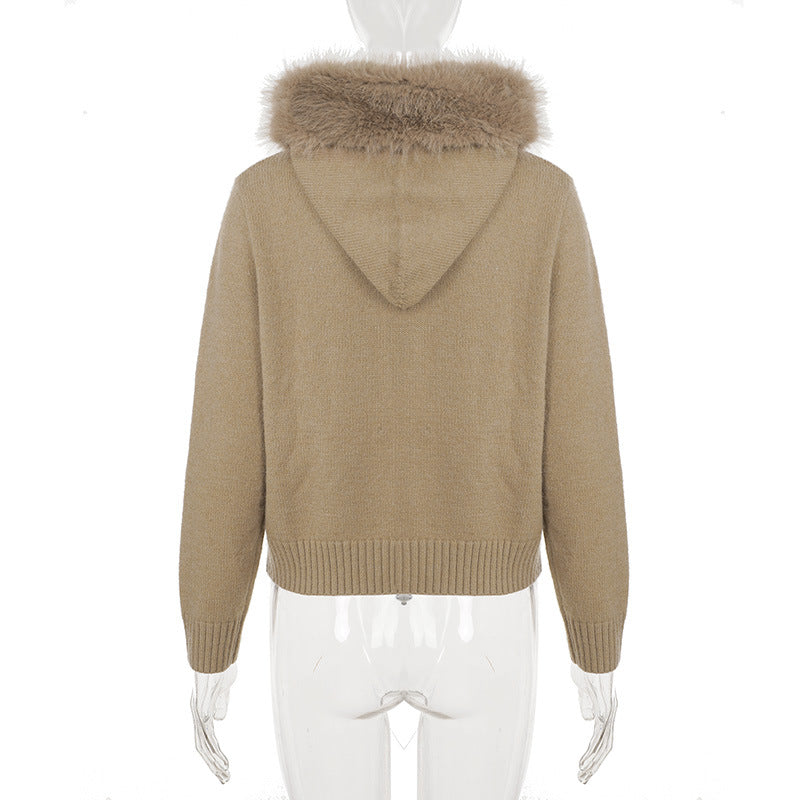 Cozy Chic Faux Fur Hooded Zip-Up Cardigan – Your Essential Fall & Winter Comfort Layer