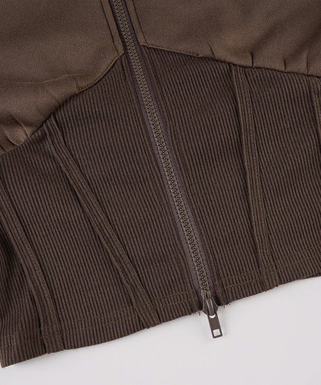 The 'It' Hoodie for Fall/Winter: Women's Cropped Corset Zip-Up in Rich Dark Brown | Comfort Meets Chic