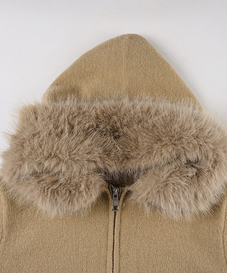 Cozy Chic Faux Fur Hooded Zip-Up Cardigan – Your Essential Fall & Winter Comfort Layer