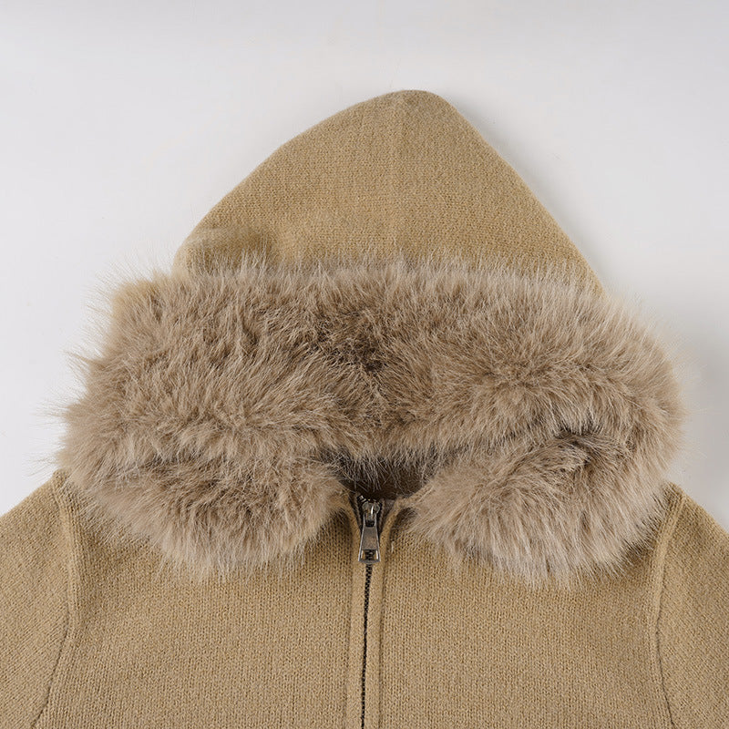 Cozy Chic Faux Fur Hooded Zip-Up Cardigan – Your Essential Fall & Winter Comfort Layer