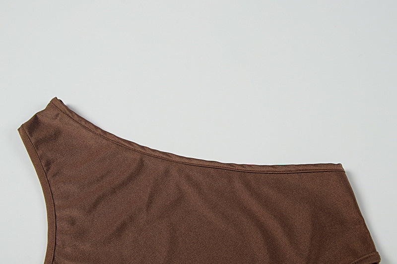 Glamorous Cocoa One-Shoulder Cutout Maxi Dress - Holiday Party & Date Night Essential