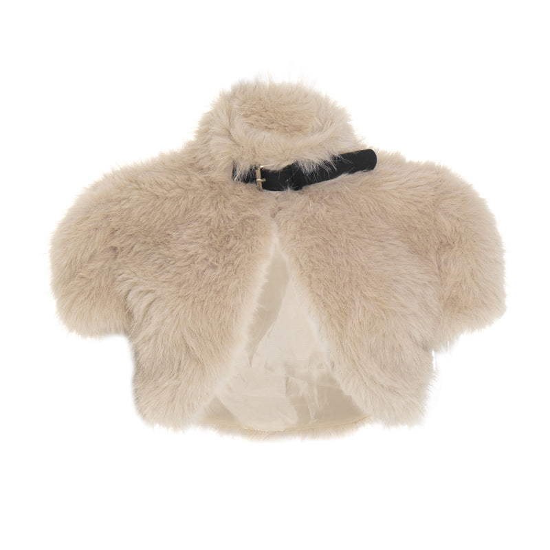 Chic Faux Fur Cropped Bolero Shrug with Buckle Detail – Holiday & Winter Party Ready