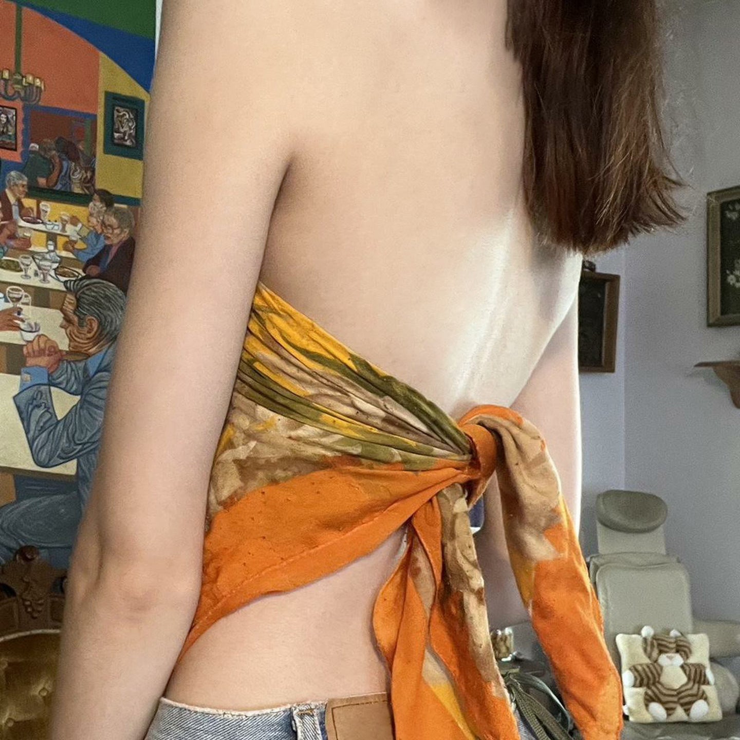 Golden Harvest Sunflower Scarf Tube Top - Boho Chic Bandeau for Fall