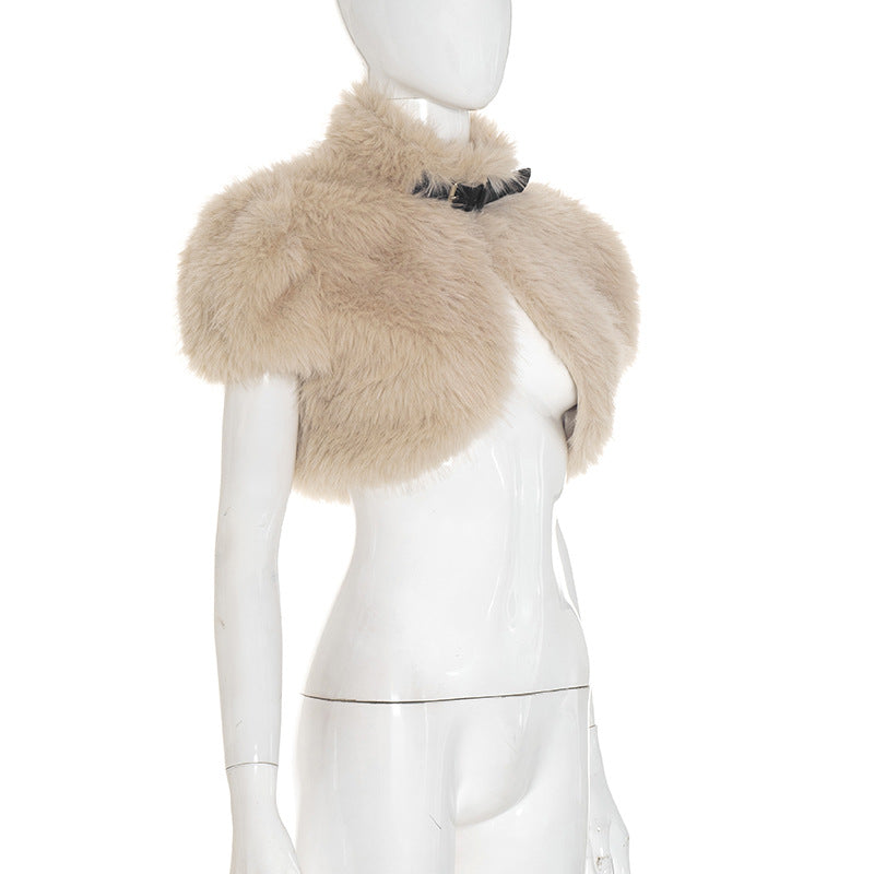Chic Faux Fur Cropped Bolero Shrug with Buckle Detail – Holiday & Winter Party Ready