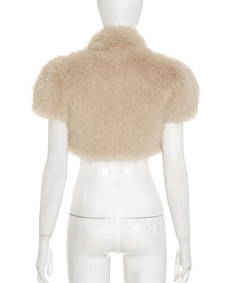 Chic Faux Fur Cropped Bolero Shrug with Buckle Detail – Holiday & Winter Party Ready