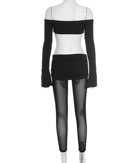 Sultry Off-Shoulder Cut-Out Jumpsuit with Sheer Legs | Holiday & NYE Statement