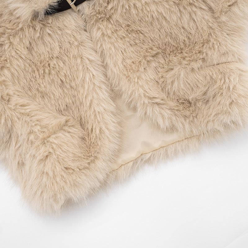 Chic Faux Fur Cropped Bolero Shrug with Buckle Detail – Holiday & Winter Party Ready