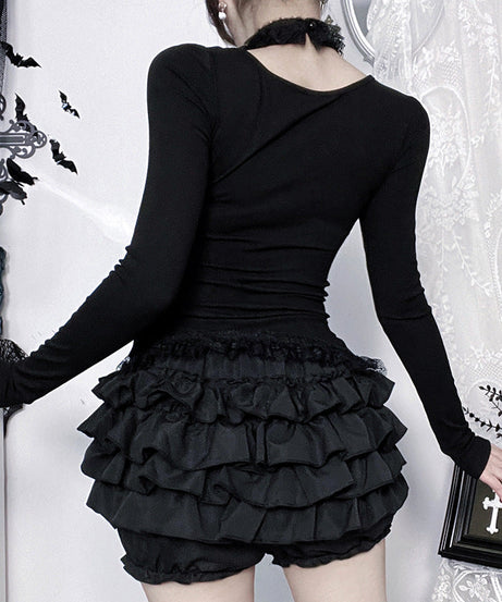 Dark Romance Gothic Ruffle Corset Mini Dress – Edgy Holiday Party Statement Outfit