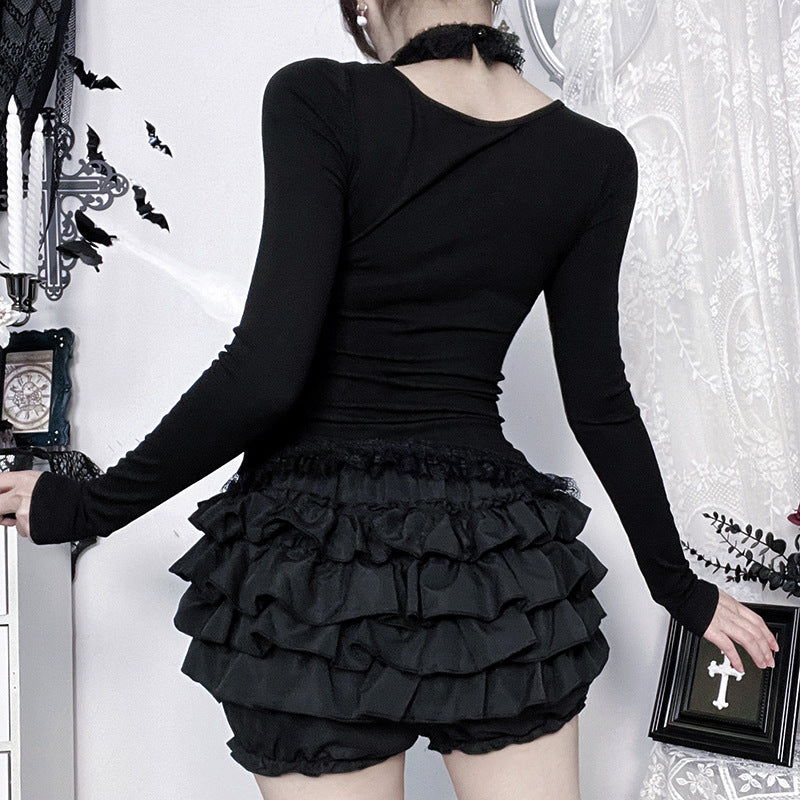 Dark Romance Gothic Ruffle Corset Mini Dress – Edgy Holiday Party Statement Outfit