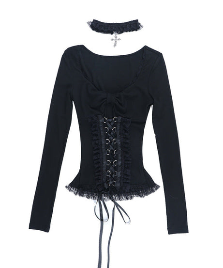 Dark Romance Gothic Ruffle Corset Mini Dress – Edgy Holiday Party Statement Outfit