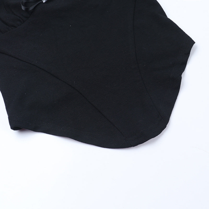 Gothic Romance Lace-Trim Long Sleeve Top - Tie-Front Maidcore Aesthetic for Fall & Holiday