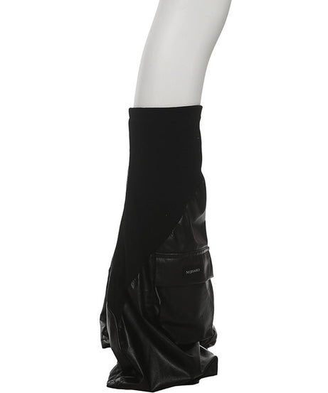 Edgy Faux Leather Cargo Leg Warmers for Women | Chic Fall & Winter Statement