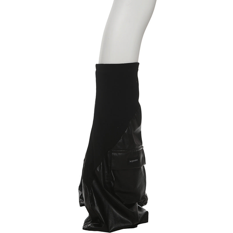 Edgy Faux Leather Cargo Leg Warmers for Women | Chic Fall & Winter Statement