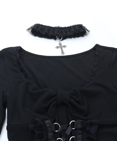 Dark Romance Gothic Ruffle Corset Mini Dress – Edgy Holiday Party Statement Outfit