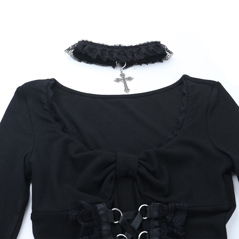 Dark Romance Gothic Ruffle Corset Mini Dress – Edgy Holiday Party Statement Outfit