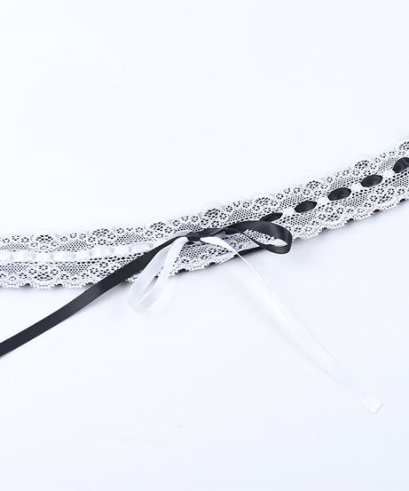 Gothic Romance Lace-Trim Long Sleeve Top - Tie-Front Maidcore Aesthetic for Fall & Holiday