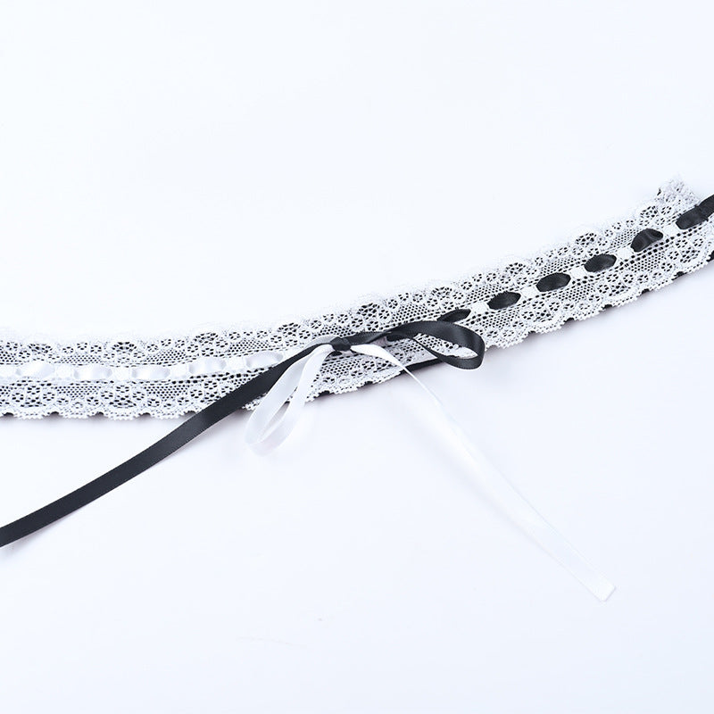 Gothic Romance Lace-Trim Long Sleeve Top - Tie-Front Maidcore Aesthetic for Fall & Holiday