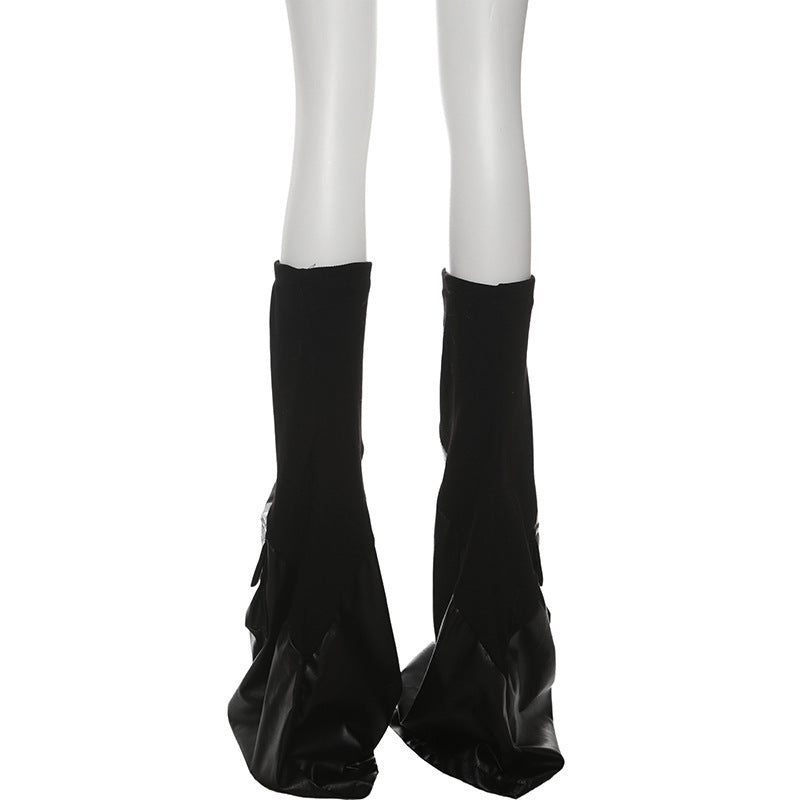 Edgy Faux Leather Cargo Leg Warmers for Women | Chic Fall & Winter Statement