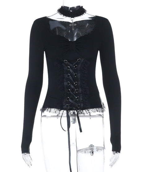 Dark Romance Gothic Ruffle Corset Mini Dress – Edgy Holiday Party Statement Outfit