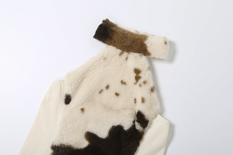 Cow Print Faux Fur Halter Romper | Western Chic Playsuit for Holiday Parties