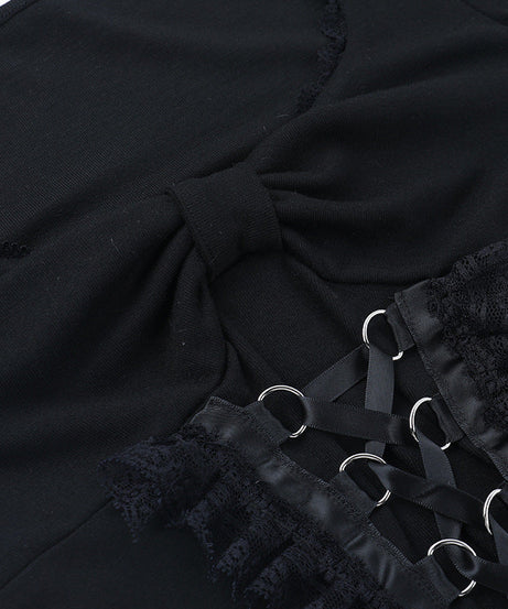 Dark Romance Gothic Ruffle Corset Mini Dress – Edgy Holiday Party Statement Outfit