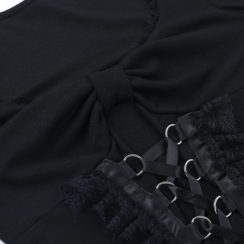 Dark Romance Gothic Ruffle Corset Mini Dress – Edgy Holiday Party Statement Outfit