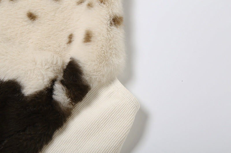 Cow Print Faux Fur Halter Romper | Western Chic Playsuit for Holiday Parties