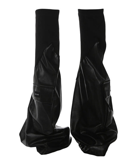 Edgy Faux Leather Cargo Leg Warmers for Women | Chic Fall & Winter Statement