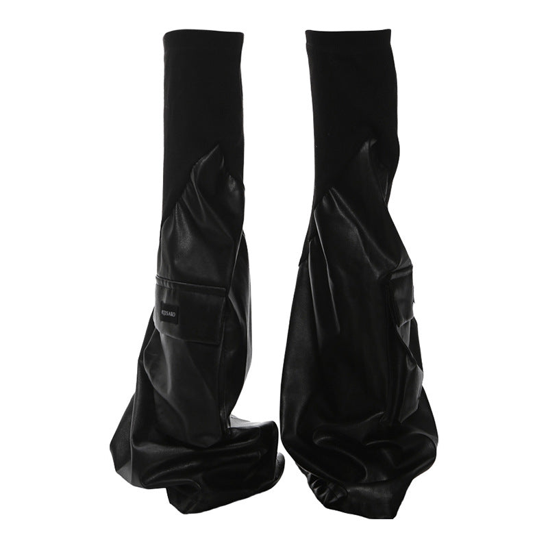 Edgy Faux Leather Cargo Leg Warmers for Women | Chic Fall & Winter Statement