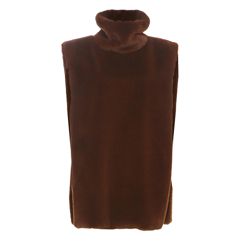 Elevated Plush Faux Fur Sleeveless Turtleneck Top | Cozy Chic for Fall & Holiday Style