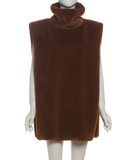 Elevated Plush Faux Fur Sleeveless Turtleneck Top | Cozy Chic for Fall & Holiday Style