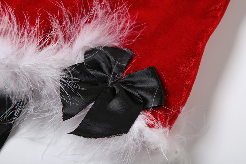 Glamorous Black Velvet & Faux Fur Bustier Top | Sweetheart Holiday Party Essential for Women