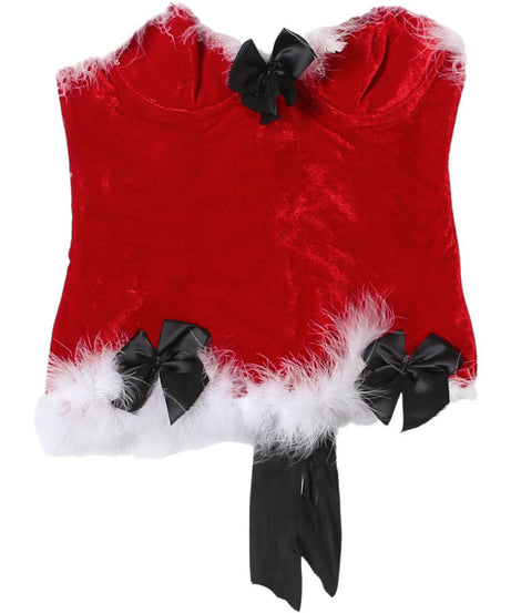 Glamorous Black Velvet & Faux Fur Bustier Top | Sweetheart Holiday Party Essential for Women