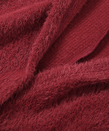 Crimson Cozy Luxe Wrap Hoodie | Plush V-Neck Top for Effortless Fall & Winter Style