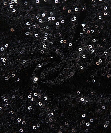 Dazzling Black Sequin Low-Rise Shorts - Your Ultimate Holiday Party & NYE Glam