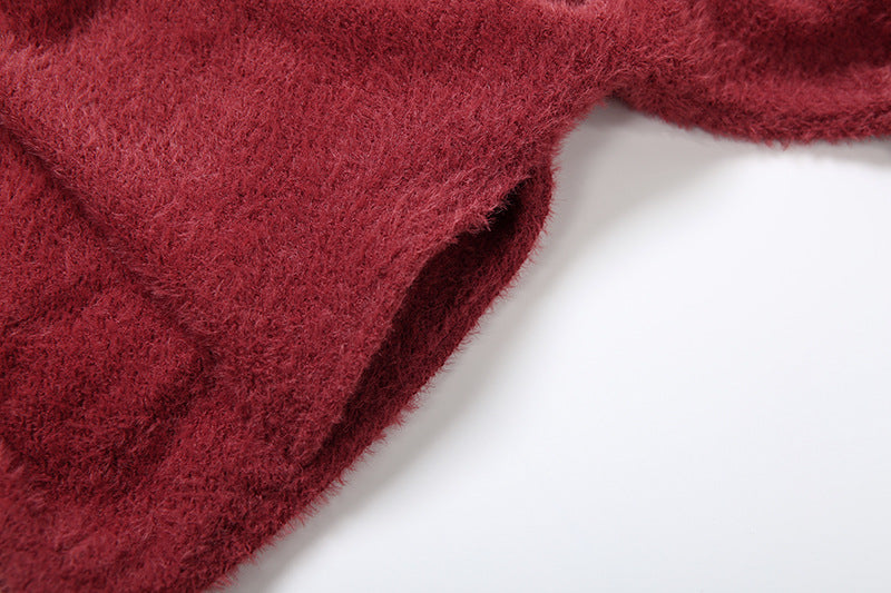 Crimson Cozy Luxe Wrap Hoodie | Plush V-Neck Top for Effortless Fall & Winter Style