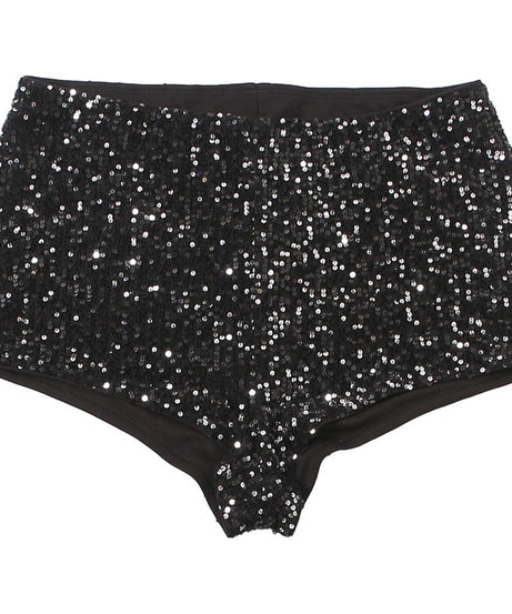 Dazzling Black Sequin Low-Rise Shorts - Your Ultimate Holiday Party & NYE Glam