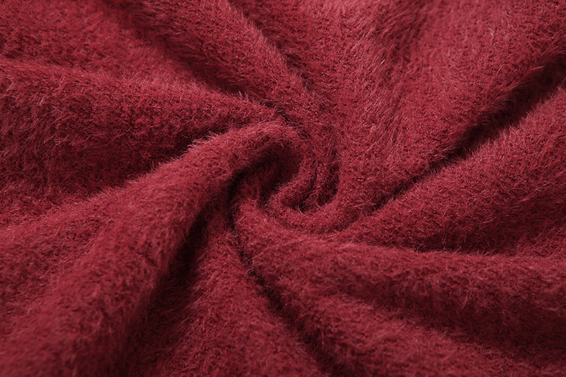 Crimson Cozy Luxe Wrap Hoodie | Plush V-Neck Top for Effortless Fall & Winter Style