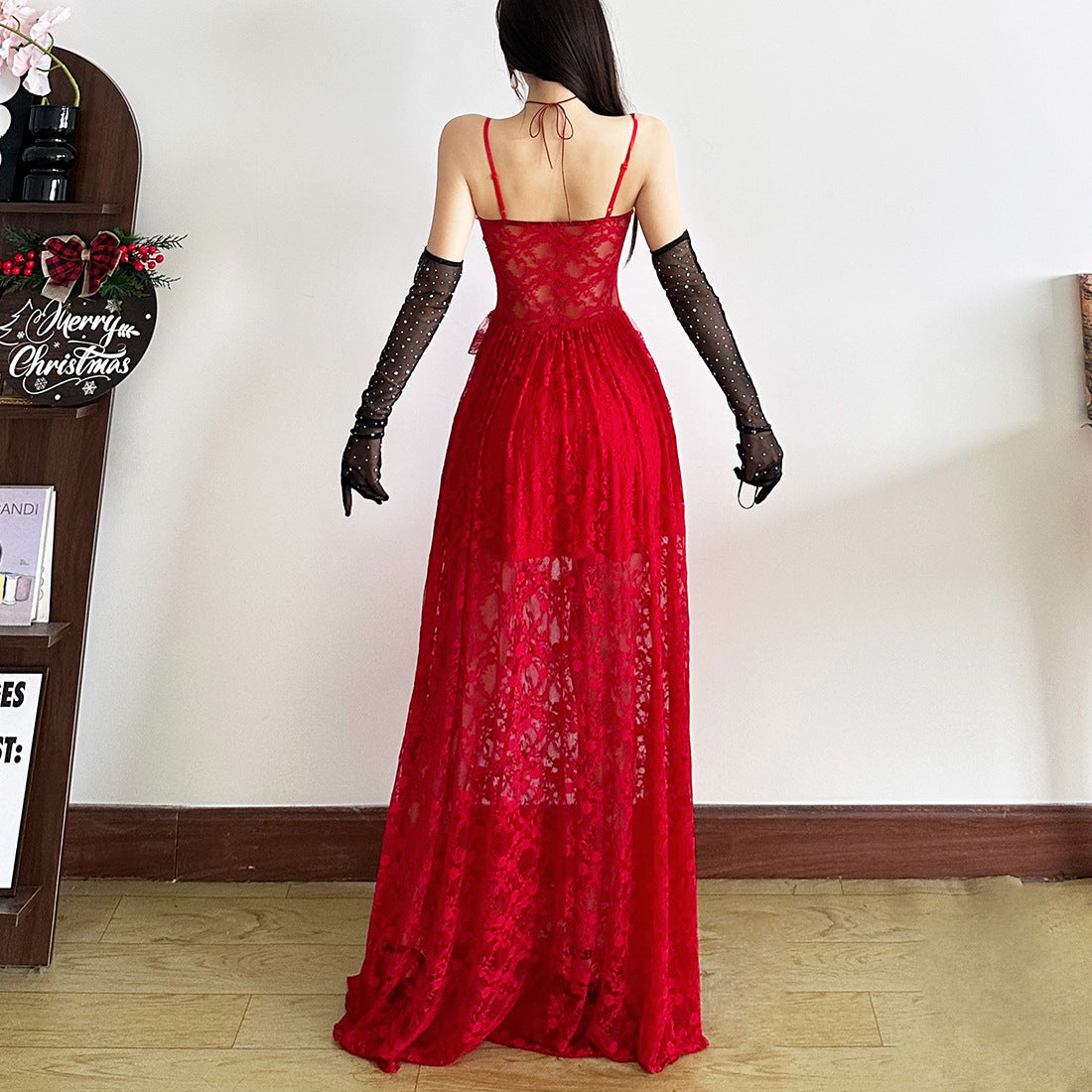 Sultry Red Lace Maxi Gown - Your Ultimate Holiday Party & New Year's Eve Statement Dress