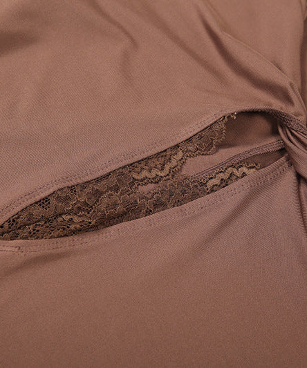 Autumn's Allure: Keyhole Ruched Chocolate Maxi Dress | Fall & Holiday Elegance