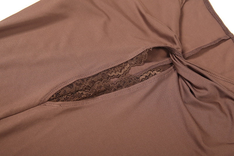 Autumn's Allure: Keyhole Ruched Chocolate Maxi Dress | Fall & Holiday Elegance