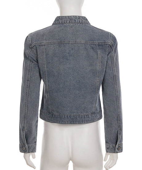 The Hudson Washed Gray Zip-Up Denim Jacket - Effortless Fall Style for Women