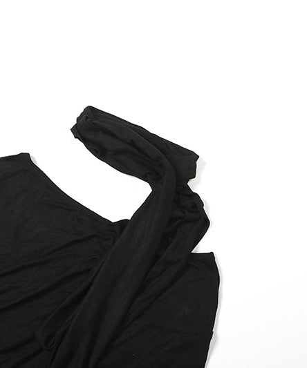 Fall '25 Chic: Black Draped Off-Shoulder Long Sleeve Top | Modern Allure