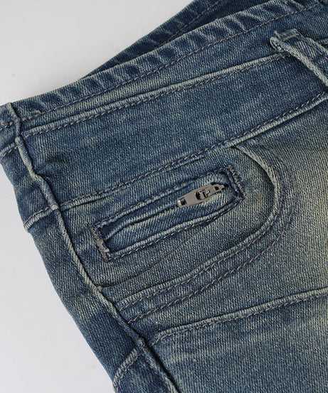 Edgy Luxe: Women's Vintage Wash Low-Rise Moto Straight Jeans – Fall/Winter 2025 Street Style