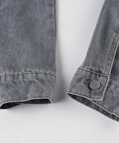 The Hudson Washed Gray Zip-Up Denim Jacket - Effortless Fall Style for Women